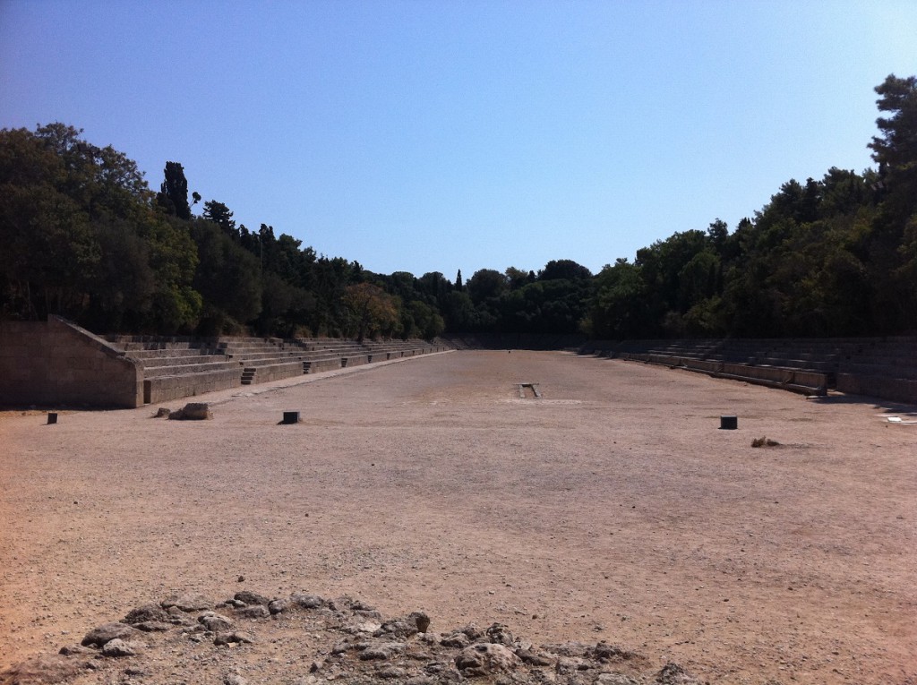 Antikes Stadion auf dem Berg Monte Smith auf Rhodos in der Nähe der Akropolis von Rhodos