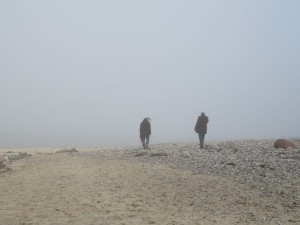 Dänisch-Nienhof Strand an der Ostsee bei Nebel