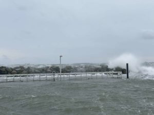 Sporthafen Schilksee Hochwasser Wintersturm 2021